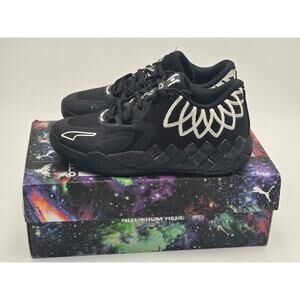 Puma MB01 Lo LaMelo Ball Mens 5.5 Black Silver Basketball Shoes EUC Box